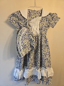Girls Prairie Dress W Bonnet Size XS 4/5 - Picture 1 of 12