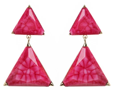 Pendientes triangulares grandes Amrita Singh oro Bermudas resina fucsia ERC 3028 NUEVOS CON ETIQUETAS  Foto 1 de 2