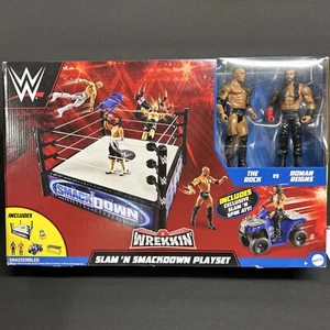 WWE Wrekkin Slam 'N Smackdown Playset Rock Vs Roman Reigns Sealed Box Damage - Picture 1 of 19