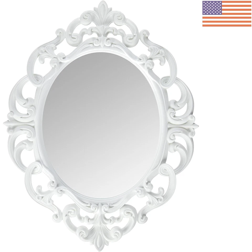 Kole Imports Oval Vintage Wall Mirror White 11.5 X 15 Inch 1