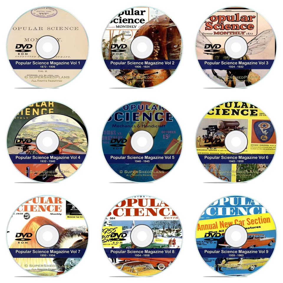 Popular Science Magazine, 9 DVD Complete Set, 1086 Total Issues, 1872-1963 - Image 1 of 1