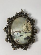 Vintage Antique Brass Italian Grand Canal  Wall Picture Frame Made In Italy