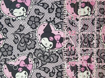 Custom 100% Cotton Woven Fabric Hello Kitty Sanrio Kuromi Lace By The 1/4 Yard - Image 1 of 2
