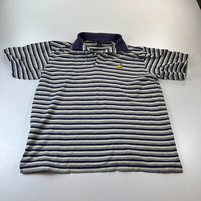 Masters Clubhouse Collection Polo Shirt Mens Medium Purple Striped Cotton Foto 1 de 4
