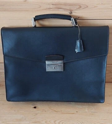 Maletín vintage de cuero negro Prada Saffiano compartimento único Foto 1 de 4