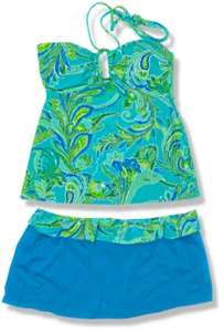 Ralph Lauren Bandeau Halter Tankini Top 8 & Skirted Bottom 10 Swimsuit Set - Picture 1 of 4