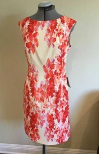NWT Adrianna Papell Floral Print Crêpe de Chine Sheath Dress Size 6 - Picture 1 of 7