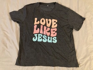 Love Like Jesus Damen T-Shirt 2XL grau meliert Polyester Grafikdruck Oberteil - Bild 1 von 8