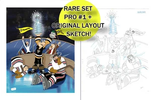 Pro # Popeye the Sailor Penguins Stanley Cup Hockey Art Cel Limited Edition - Picture 1 of 4