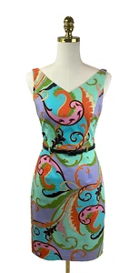 David Meister Damen Kleid Etui Mehrfarbig Abstraktes Muster Gr. 2 Neu ohne Etikett - Bild 1 von 12