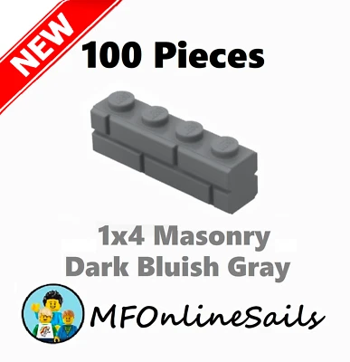 **NEW** 100x Genuine LEGO 1x4 Masonry Bricks - Dark Bluish Gray - Piece 15533 - Image 1 of 4