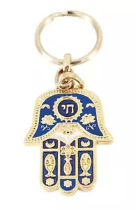 Chai Pendant Key Chain Ring EVIL EYE Hebrew Hamsa hand Holy Protection Kabbalah - Picture 1 of 6
