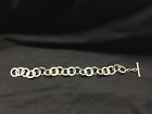 CA Canada .925 Sterling Silver Circle Chain Ink Toggle Bracelet