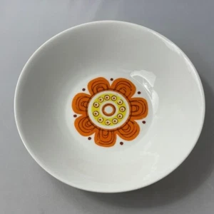Bol à céréales fleur orange Chodziez fabriqué en Pologne # 061135 7,25" rétro floral - Photo 1/4
