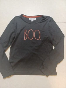 Rae Dunn Girls Halloween Pullover Sweater Size 8 Boo Black Orange - Picture 1 of 4