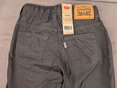 Levi's Boys Cotton Joggers Khaki 7x Reg Black NWT Brand New - Image 1 of 4