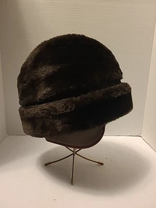 Vtg United Hatters Millinery Hat/Cap Fitted Mens Large Brown Faux Fur USA  - Picture 1 of 10