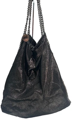 Stella McCartney Shaggy Deer 黑色金属色手提包带袋 — 第 1/4 张图片