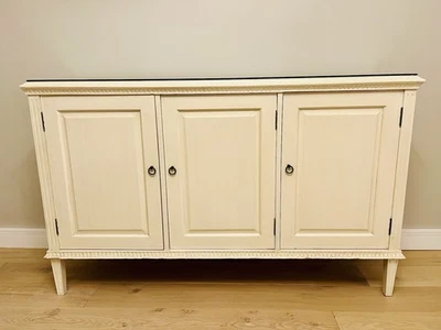 Cotswold Company Gustavian 3 Door Sideboard  With Glass Top - Image 1 of 4