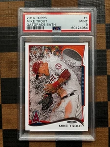 Topps Mike Trout #1 Gatorade Bath SP 2014 variación de imagen PSA 9 ángeles como nuevos  - Imagen 1 de 2