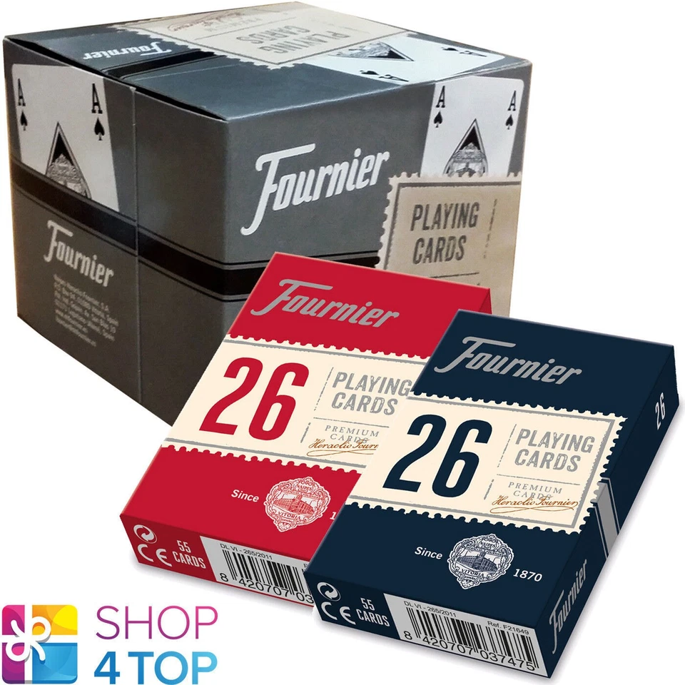 6 Decks Fournier 26 Plastic Coated Bridge Playing Cards 3 Red 3 Blue Standard