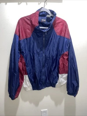 Винтажный 80-х MacGregor Track куртка мужская размер XL полный молнии цвет блока нейлона американский - Изображение 1 из 4