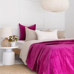Velvet Kantha Quilt - Boho Rani Pink | Unique Style - Picture 1 of 2