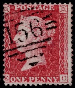 1857 1d Rose Scarce Plate 45 EC Williams Cert SG 40 Spec C10 Cork 156 Cat. £300 - Picture 1 of 2