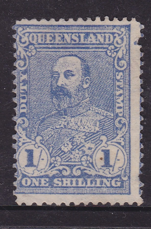 QUEENSLAND RARE 1901-10 1/- Blue EDWARD VII DUTY STAMP MINT/NG (RL63) — 第 1/2 张图片