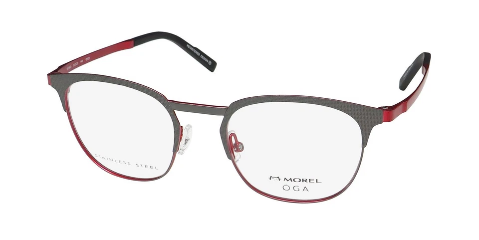 OGA MOREL 10154O GR02 BLACK RED GUNMETAL AUTHENTIC FRAMES EYEGLASSES 50-20-145