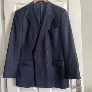 Blazer DAKS 40” Azul Marino y Rojo Gris Rayas DBL Pecho Chaqueta Lana Cachemira - Imagen 1 de 5