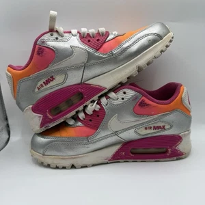 Nike Air Max 90 Pink Orange Silber Sportschuhe Laufschuhe Turnschuhe Jugend Größe 4 - Bild 1 von 8