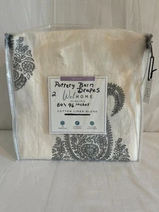 Pottery Barn Rayna Welhome Paisley Drapes 50 x 96" Cotton Linen Blend - Set of 2 - Picture 1 of 2