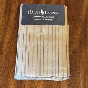 Neu in Verpackung Ralph Lauren - Zwei King Kissenbezüge Byron Taupe Vintage 90er Neu aus altem Lagerbestand - 200 Fäden - Bild 1 von 3
