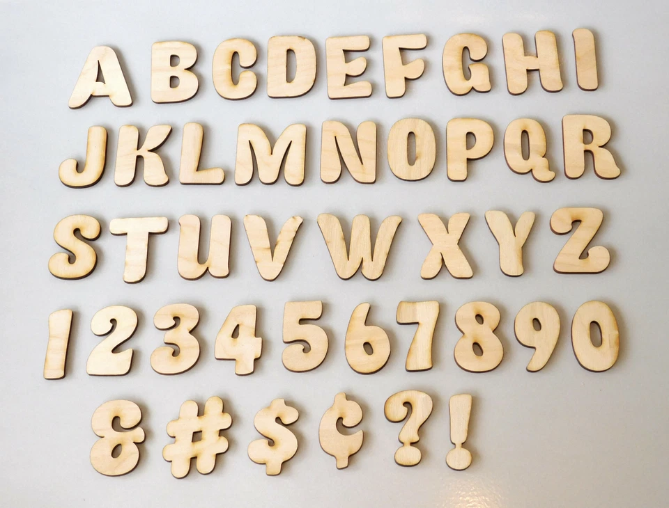 Wood Layout Letters & Numbers: Fatty Font (1.5" Tall) - 47-Piece Set - Image 1 of 1
