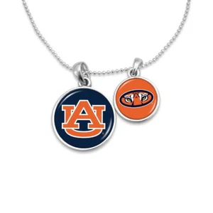 New Auburn Tigers Silver 2 Charm Necklace, Gift for Her Mom - Picture 1 of 1