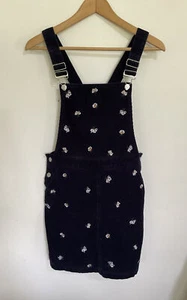 Salopette Tu abito blu navy cordoncino check pinafore velluto a coste UK 8 Petit Salisbury’s - Foto 1 di 6