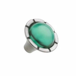 1-1/4" Glass Lilly Knob Emerald and Brushed Satin Pewter - Picture 1 of 1