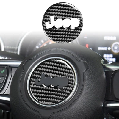 Cubierta de anillo central del volante de fibra de carbono para Jeep Wrangler 2018-2020 Foto 1 de 4