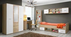 Komplett Jugendzimmer Modern Kinderzimmer Designer Schreibtisch Set Luxus Möbel - Bild 1 von 7