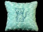 New Embroidered Soft Fuzzy Seafoam Green Baby Tiger Pillow 12 x 12 in insert