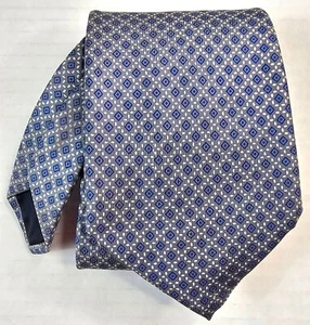 ANDHURST Mens Gray & Blue Diamond Pattern Pure Silk Necktie Made In USA - Picture 1 of 6