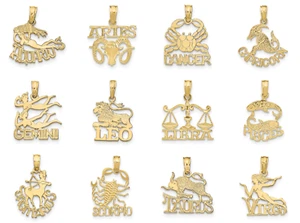 Real 10k Yellow Gold Fine Jewelry Zodiac Pendant Charms - Picture 1 of 25
