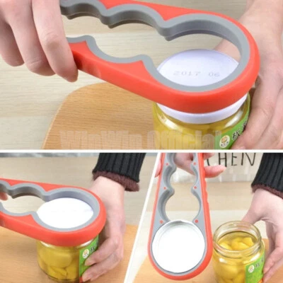 4-in-1 Multi-function Can Opener Bottle Cap Lid Opener Easy Grip Rubber Twister - Image 1 of 4