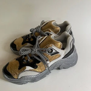 Nº21 Billy Sneakers Leather Silver and Gold Tone Size 41 Made in Italy - Picture 1 of 11