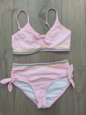 Crewcuts J. Bikini Seersucker Crew J.Crew Niñas Rosa y Blanco Rayas Talla 12 Pol Foto 1 de 4