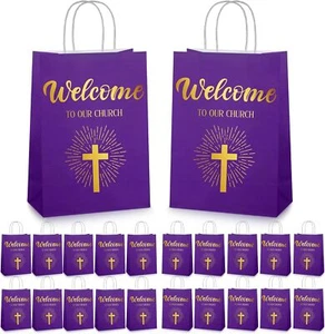 Chuangdi 50 Stück Kirche Willkommen Geschenktüten religiös cm, lila - Bild 1 von 7