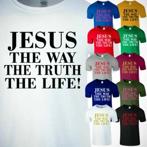 Jesus Way Life Truth Mens T-Shirt Religious Gift Christian Pray Lord God New Tee - Picture 1 of 41