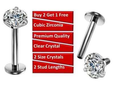 Premium Internally Threaded 4 Claw Crystal Piercing Cartilage Earring Stud - Image 1 of 4