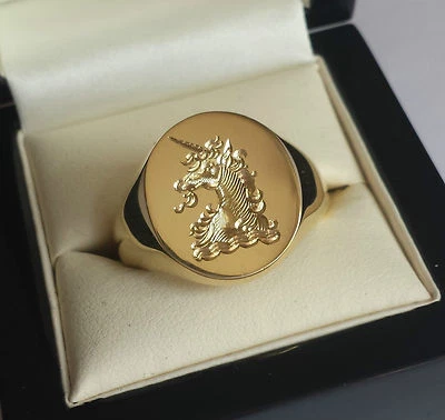Silver or Gold Signet Ring With Hand Engraved Monogram, Crest or Coat of Arms - Image 1 of 4